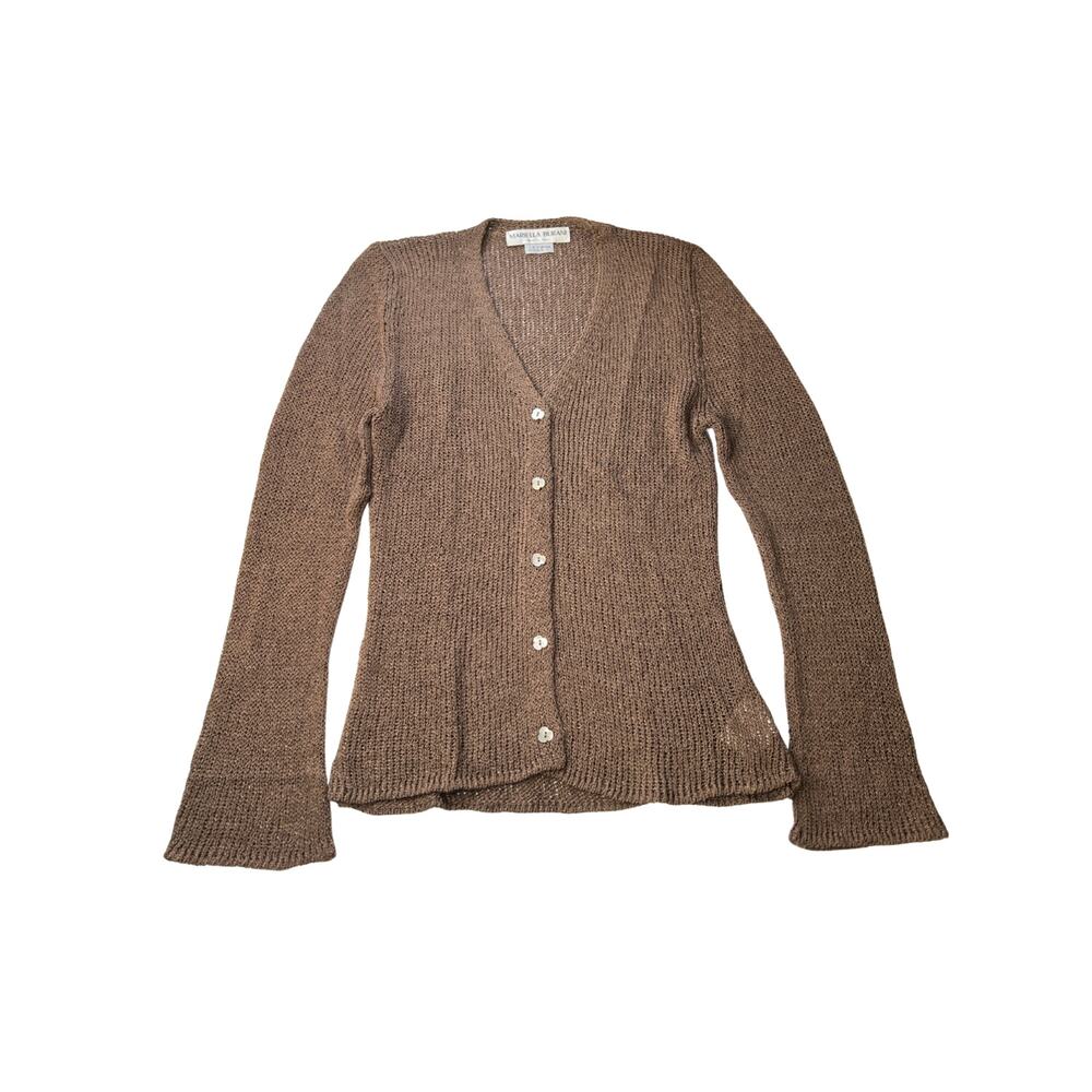 MARIELLA BURANI Vintage Small Brown Knit Cardigan with Flared Cuffs – 1990s